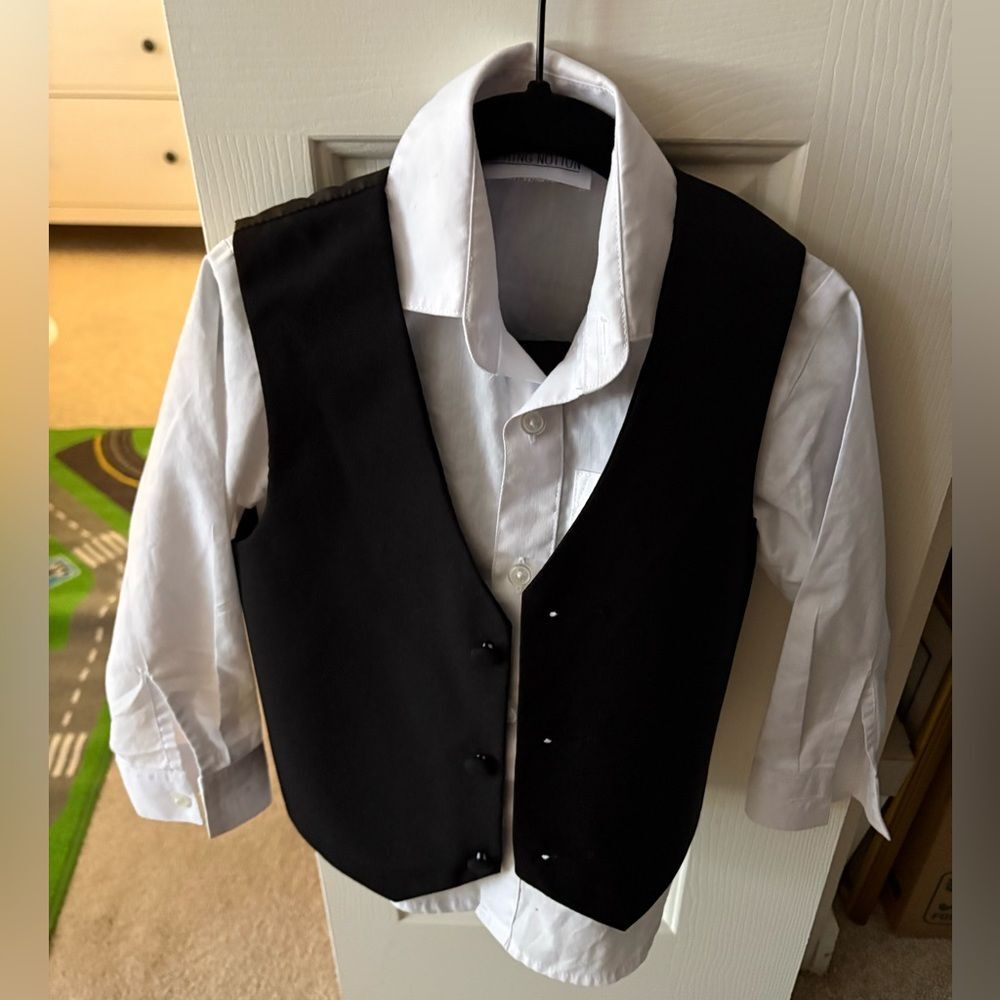 Boys Black Vest and White Shirt Matching Set